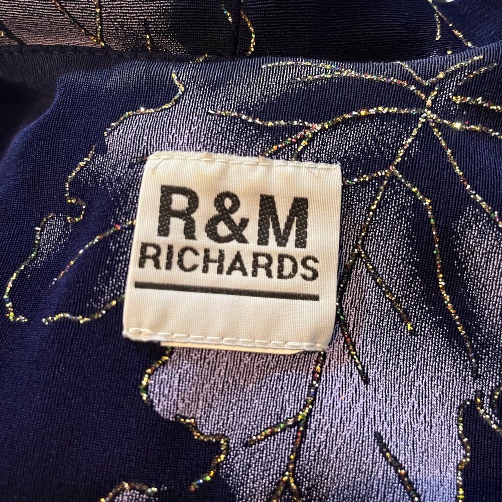 Ladies R & M RICHARDS navy and blue floral short sleeved cardigan dressy church - Picture 12 of 14